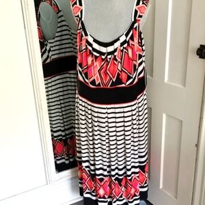 NWT R&M Richards abstract arty stipes midi sleeveless dress. Size 22